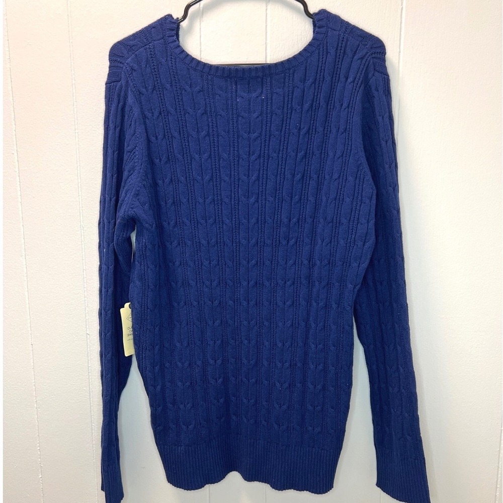 St. John's Bay Womens Cable Knit Sweater Size XXL Blue V Neck Long Sleeve Basic - Picture 5 of 5